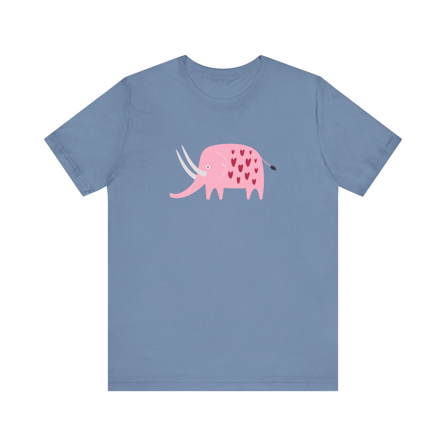 Unisex Jersey Short Sleeve Tee "Lovely Pink Pachyderm" Adorable Elephant with Hearts