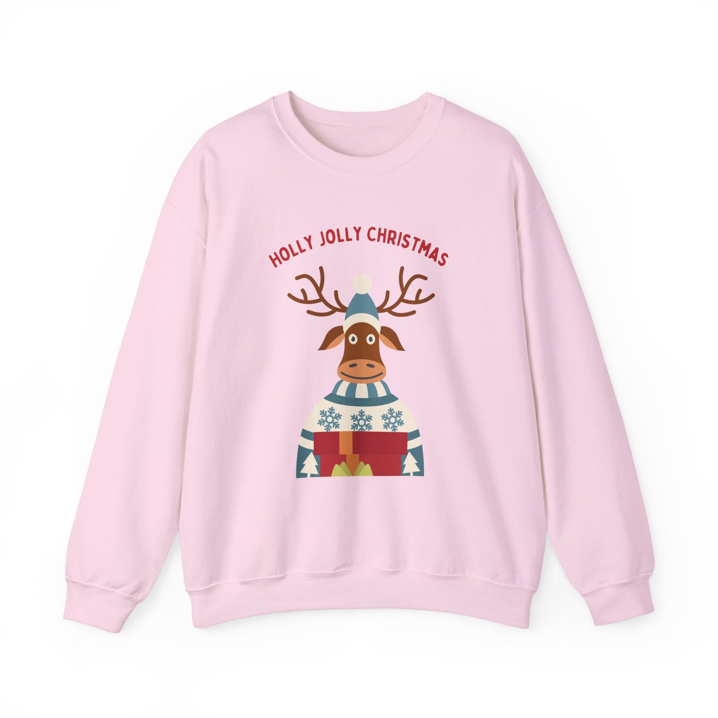 Unisex Heavy Blend Crewneck Sweatshirt Holly Jolly Christmas Reindeer 🎄🦌🎁