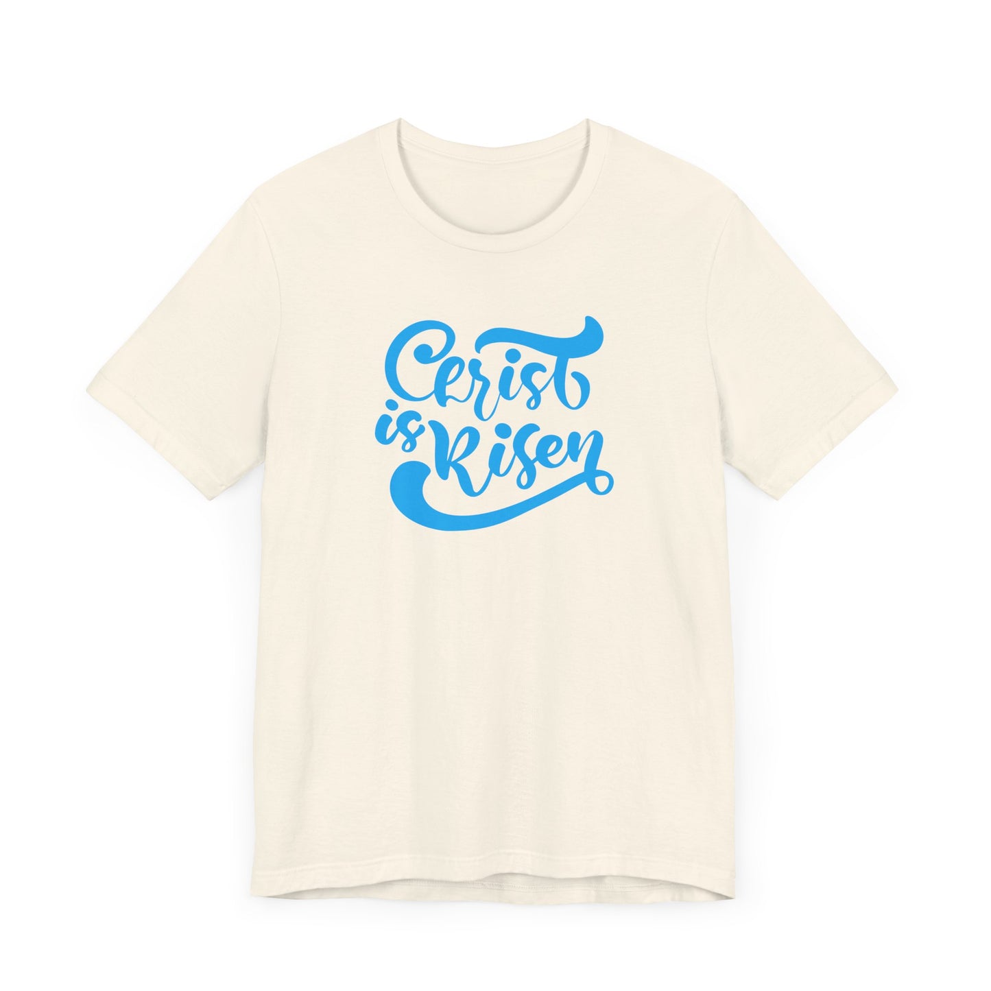 Unisex Jersey Short Sleeve Tee Easter 'Christ is Risen' Blue Print