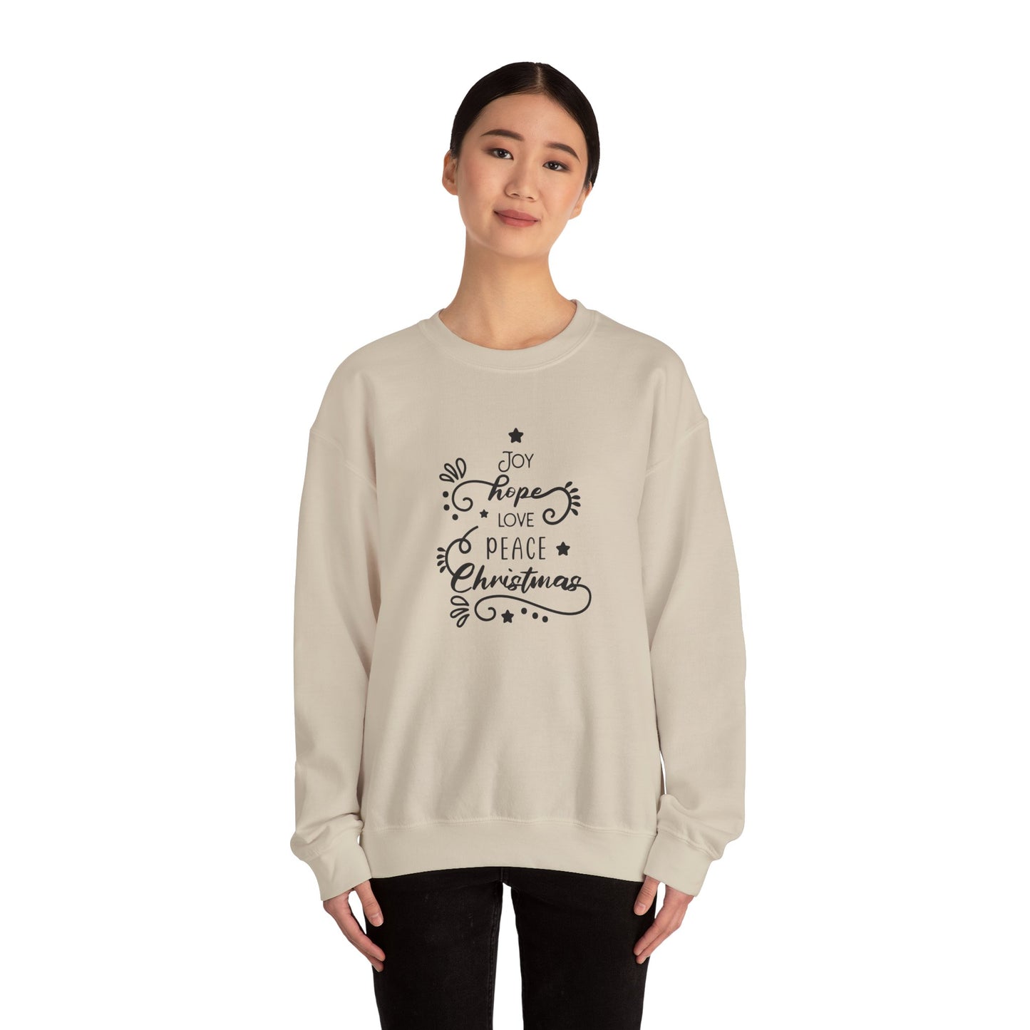 Unisex Heavy Blend Crewneck Sweatshirt Joy Hope Love Peace Christmas 🎄✨