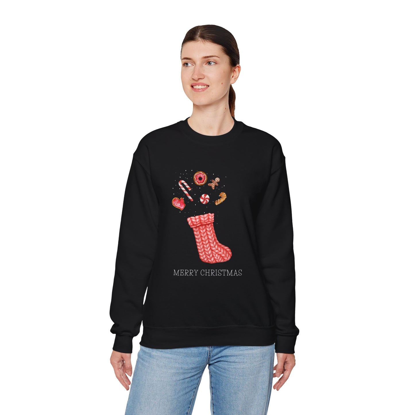 Cozy Christmas Sock 🎄🧦🍩 Unisex Heavy Blend Crewneck Sweatshirt