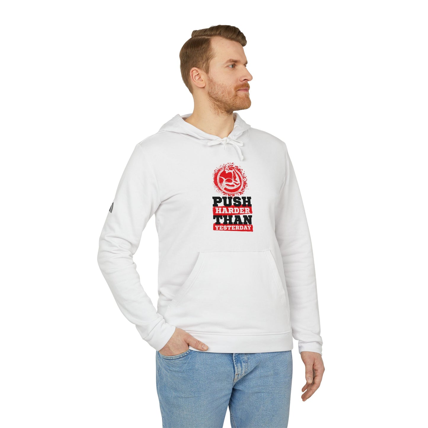 Push Harder Than Yesterday Adidas Unisex Cozy Fleece Hoodie