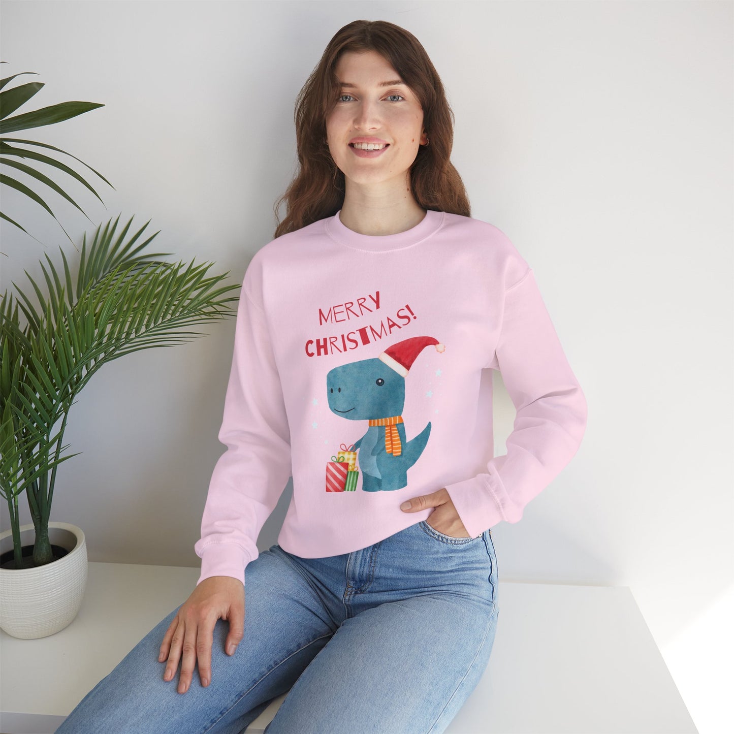 Merry Christmas Dino 🎄🦖🎁 Unisex Heavy Blend Crewneck Sweatshirt