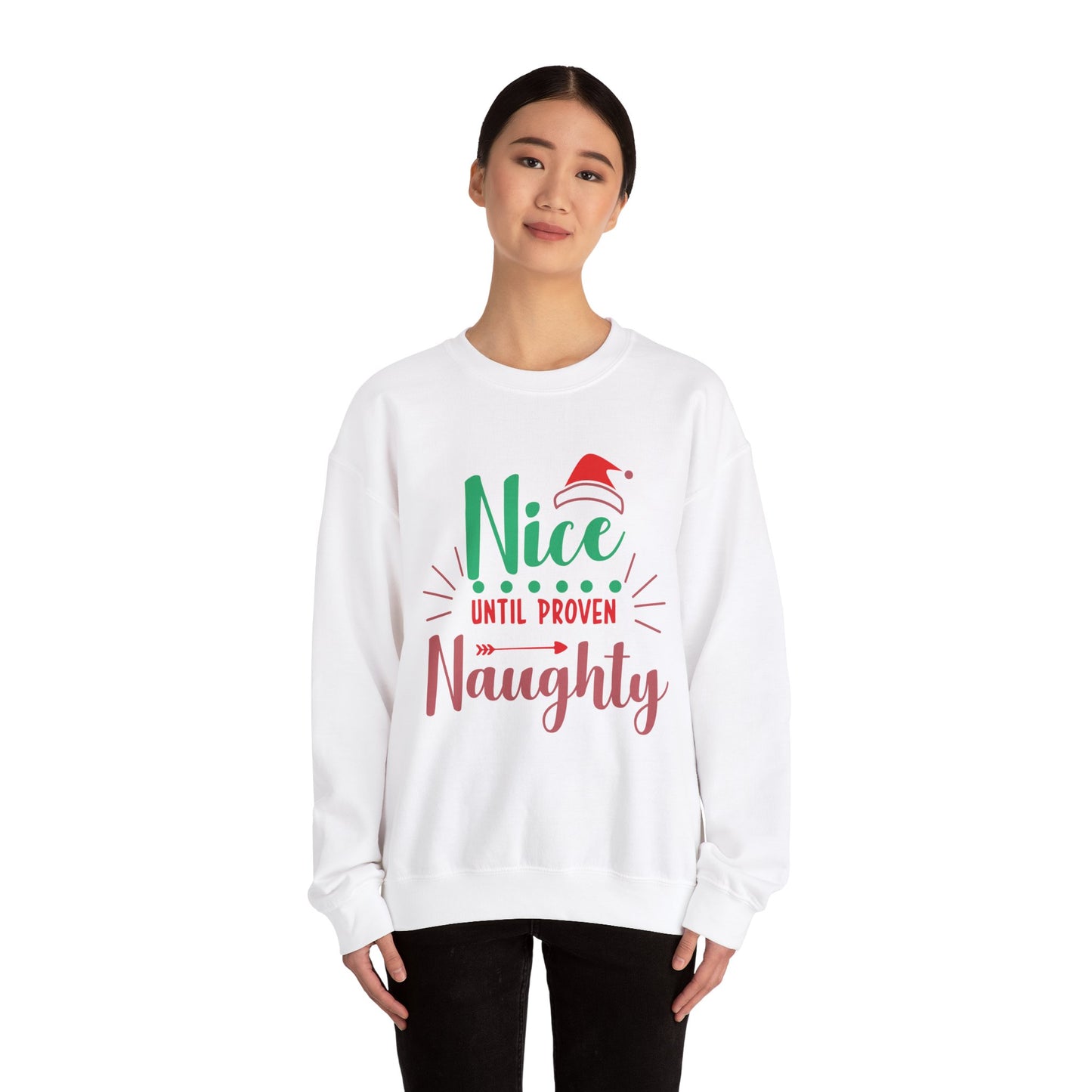 Unisex Heavy Blend Crewneck Sweatshirt Nice Until Proven Naughty 🎄😈✨