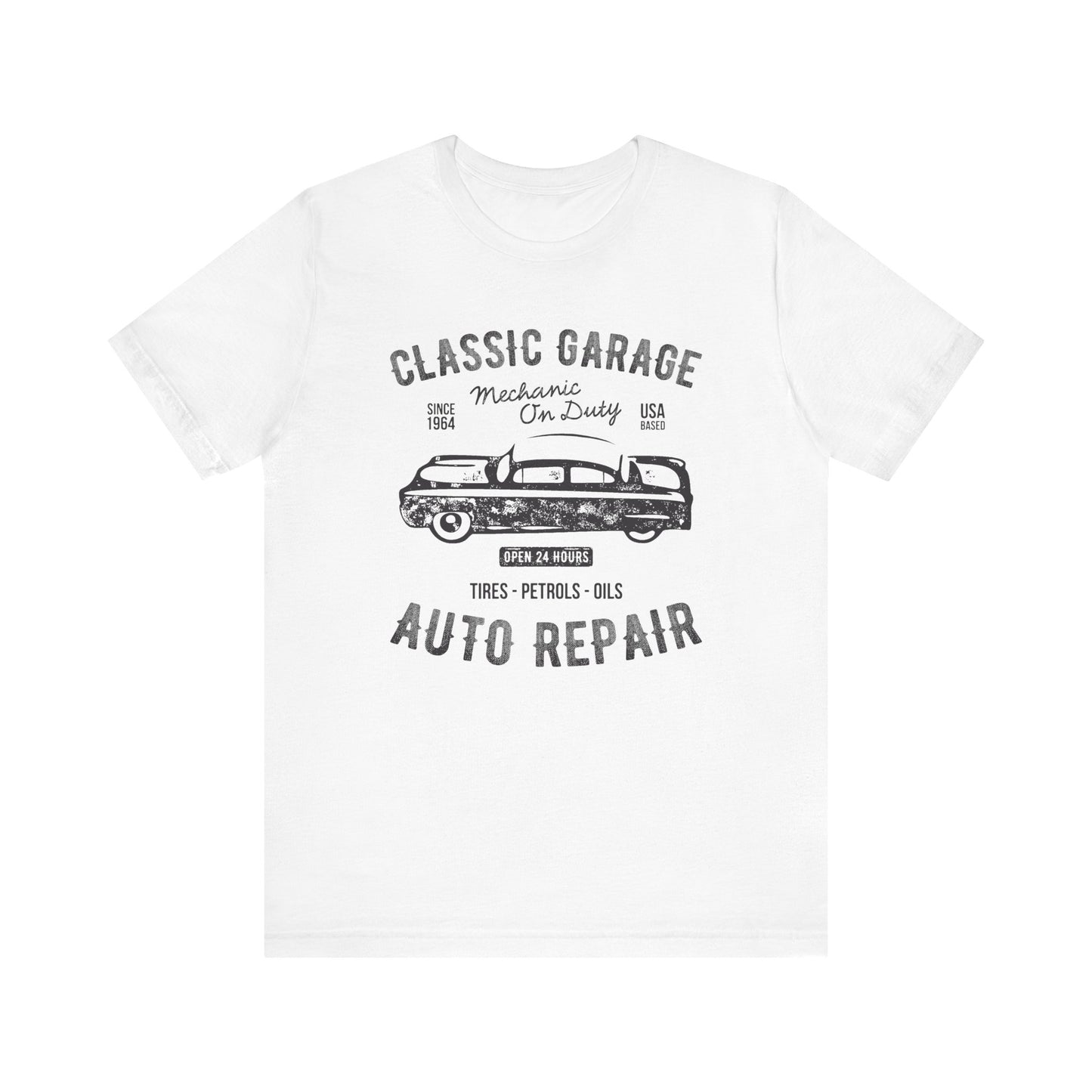 Unisex Jersey Short Sleeve Tee Classic Garage Auto Repair Black Print