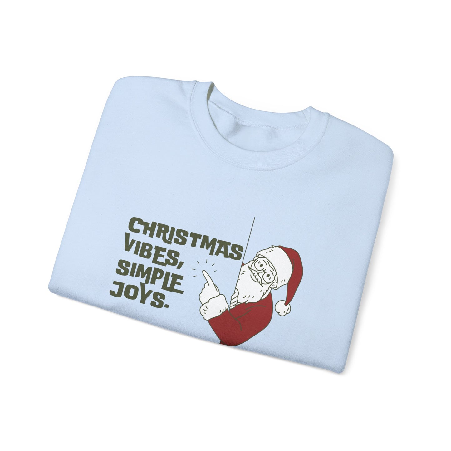Unisex Heavy Blend Crewneck Sweatshirt Christmas Vibes Simple Joys with Santa 🎅✨