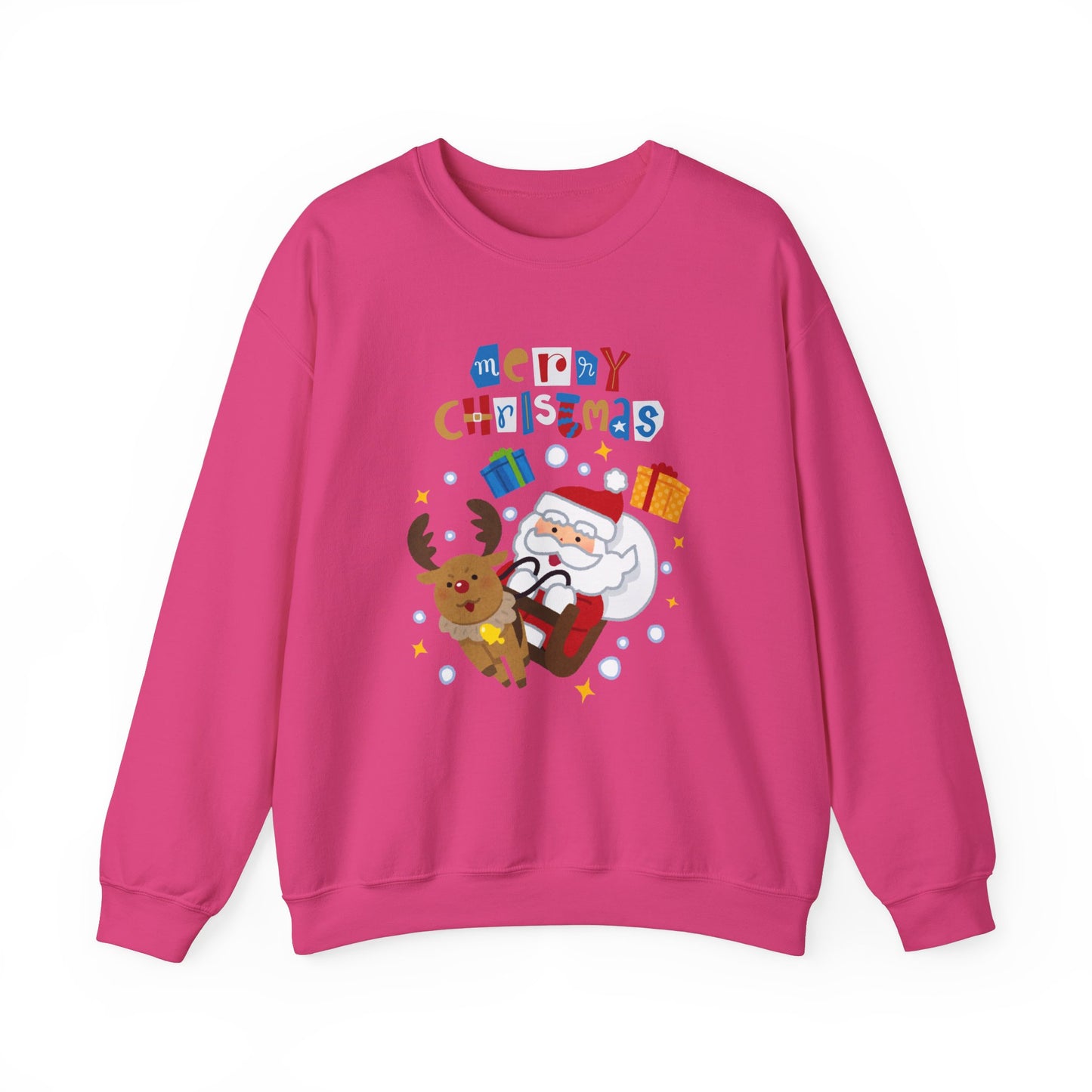 Unisex Heavy Blend Crewneck Sweatshirt Santa & Reindeer Merry Christmas 🎅🦌✨