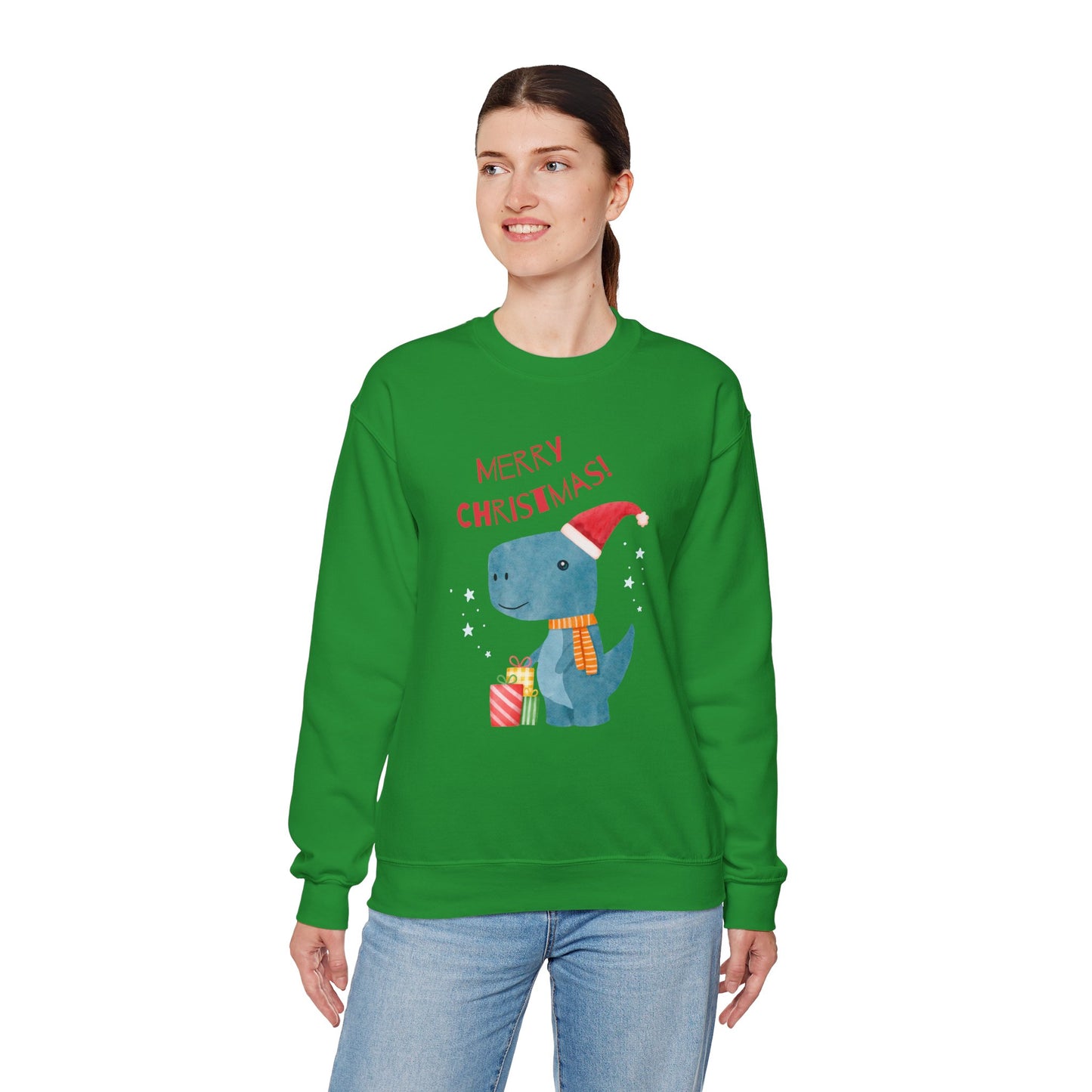 Merry Christmas Dino 🎄🦖🎁 Unisex Heavy Blend Crewneck Sweatshirt