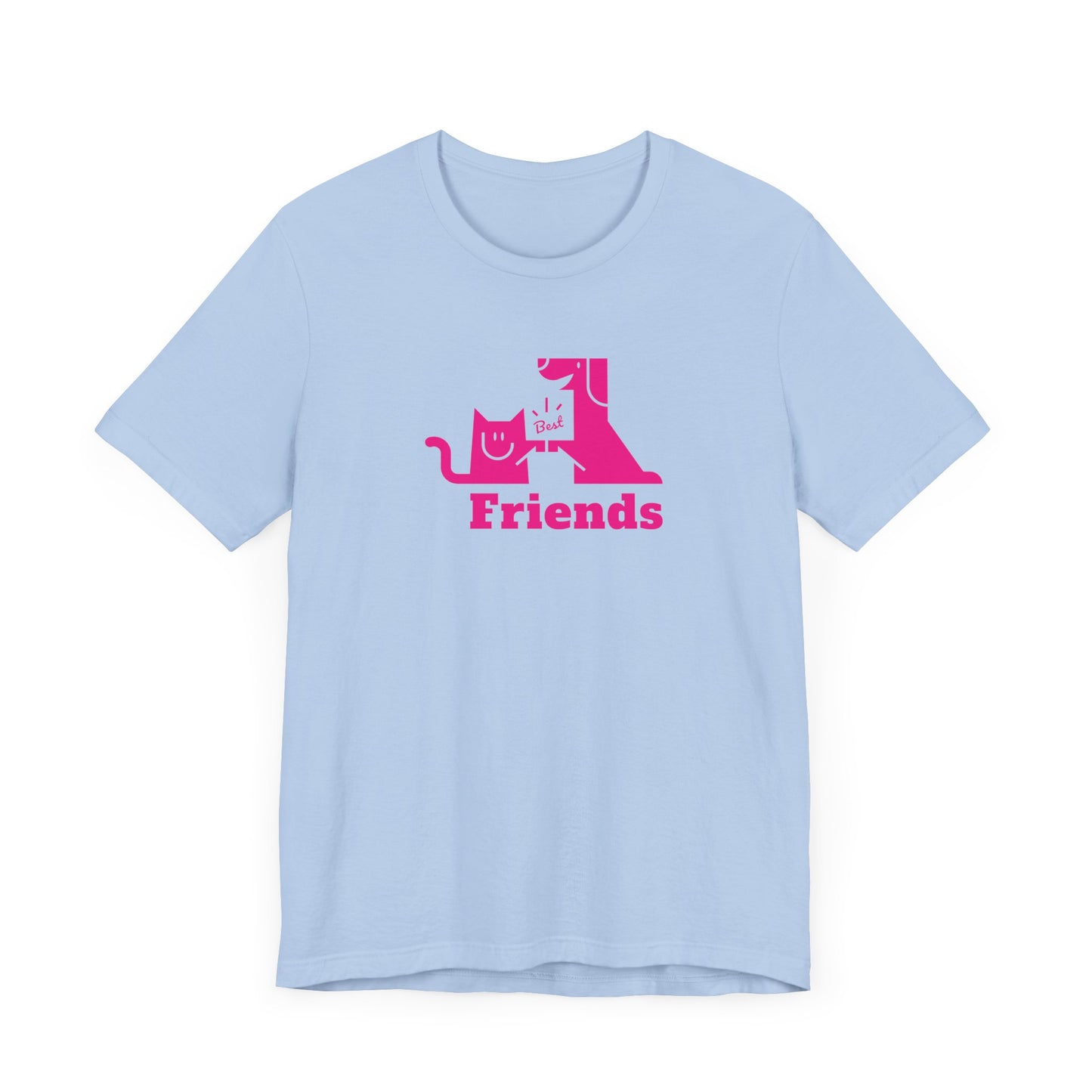 Unisex Jersey Short Sleeve Tee Cat & Dog Hi-5 Each Other Best Friends Pink Print