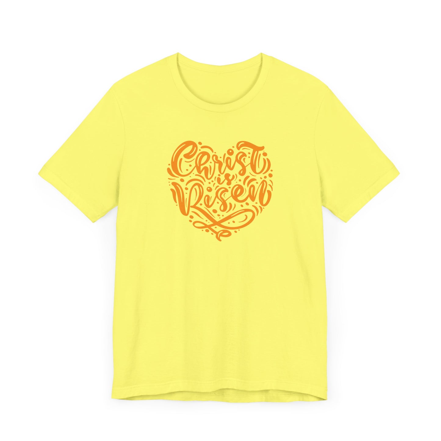 Christ is Risen Heart Shaped Orange Print Unisex Jersey Short Sleeve Tee