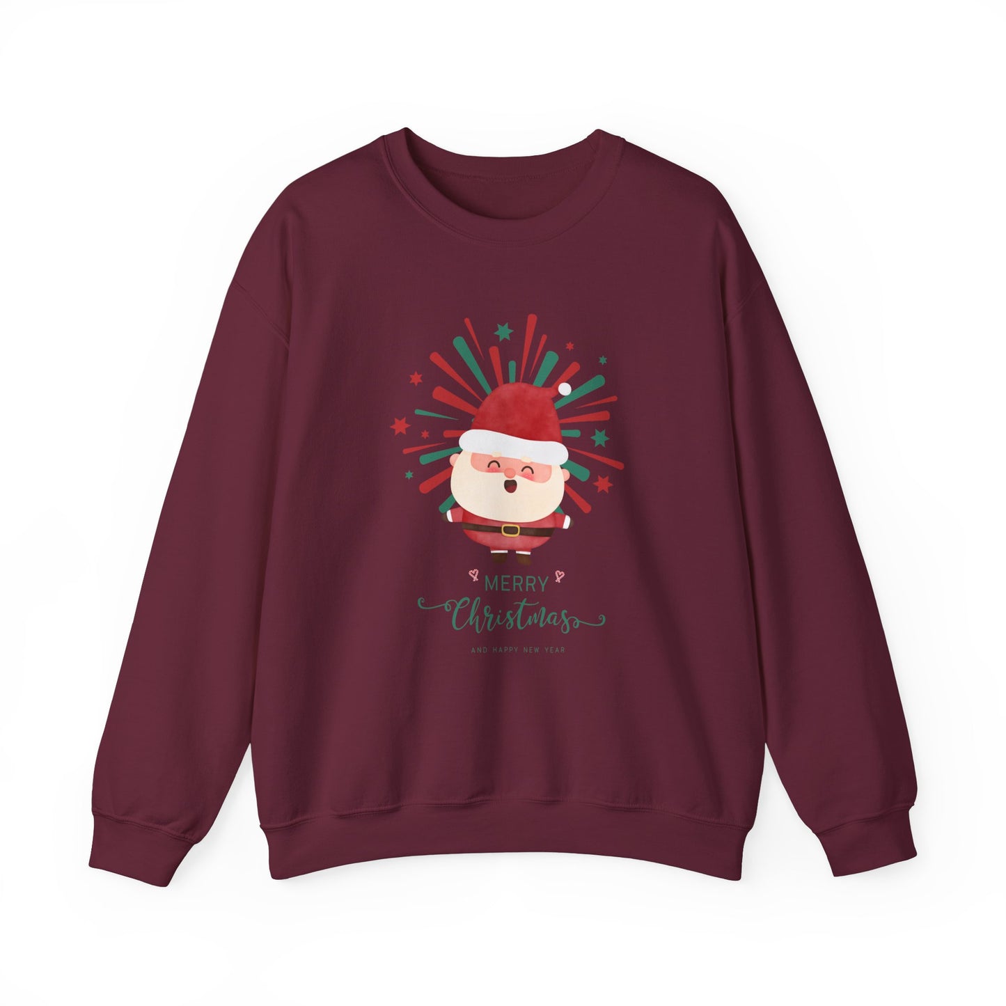 Unisex Heavy Blend Crewneck Sweatshirt Merry Christmas & Happy New Year with Santa 🎅🎉✨