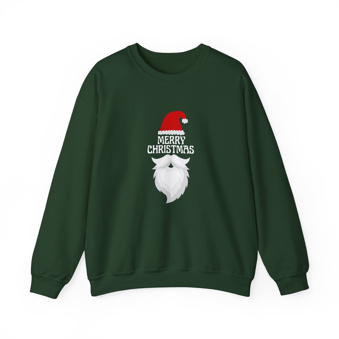 Unisex Heavy Blend Crewneck Sweatshirt Merry Christmas Santa Hat & Beard 🎄🎅✨