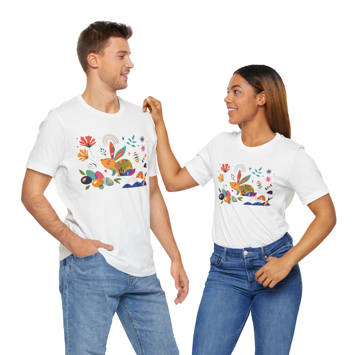 Hoppy Easter Colorful Boho Spring Collage Unisex Jersey Short Sleeve Tee