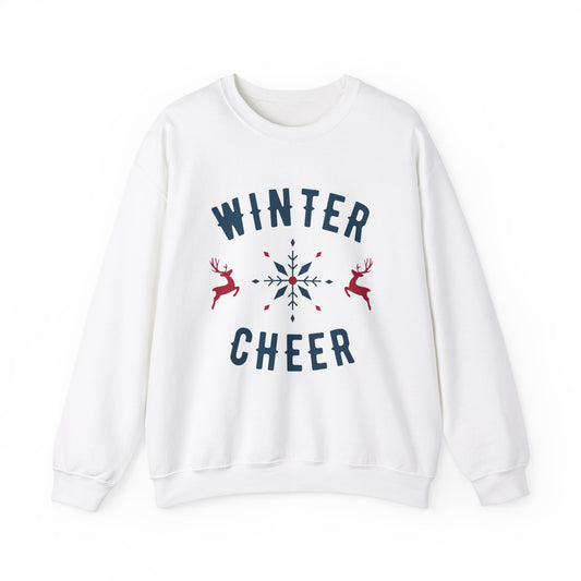 Unisex Heavy Blend Crewneck Sweatshirt Winter Cheer Snowflake & Reindeer ❄️🦌✨