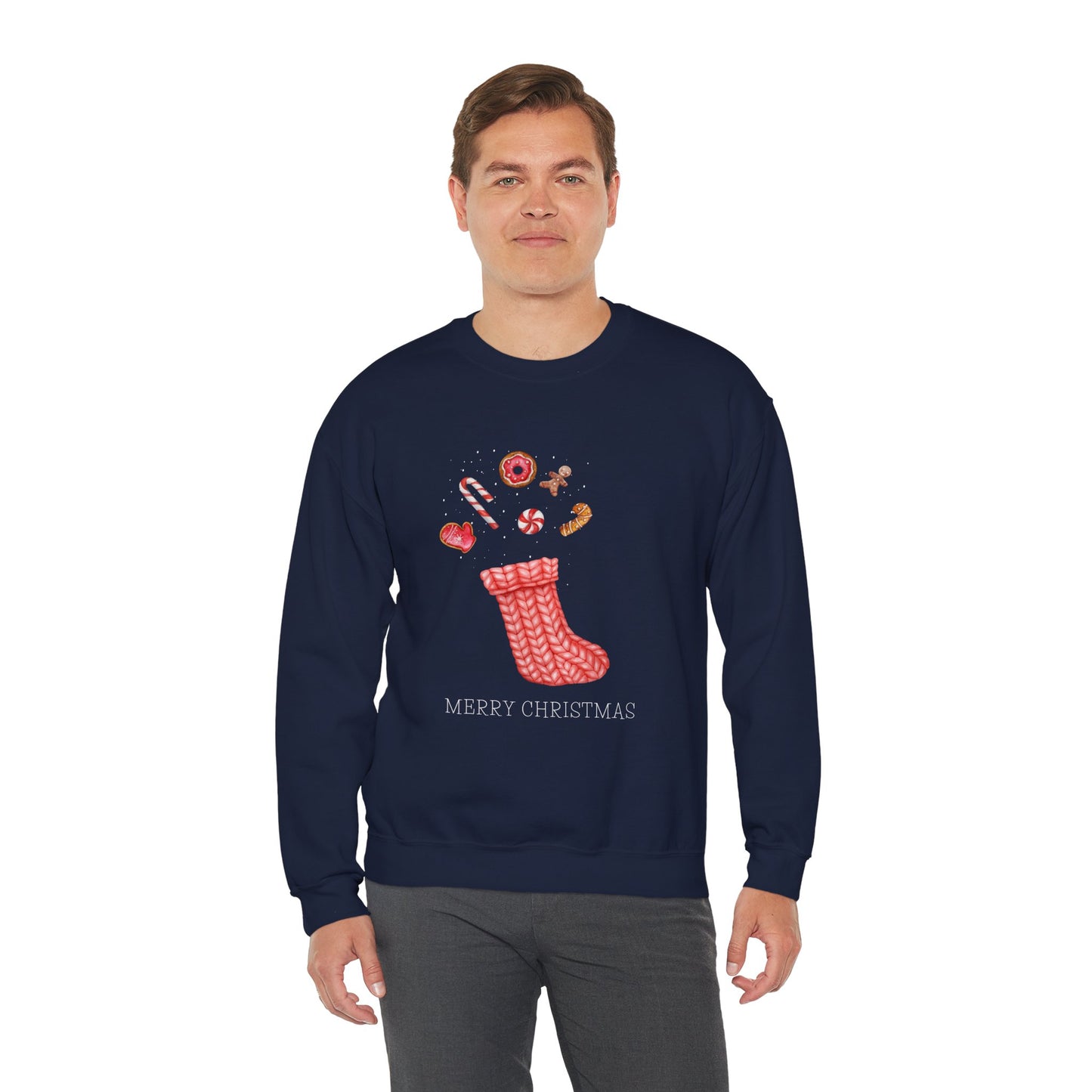 Cozy Christmas Sock 🎄🧦🍩 Unisex Heavy Blend Crewneck Sweatshirt