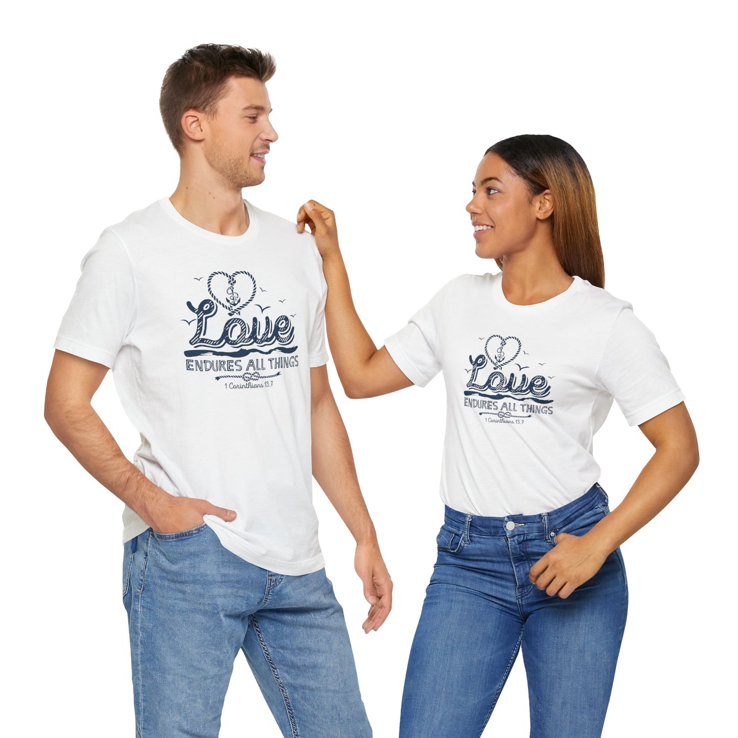 Love Endures All Things Corinthians 13:7 Unisex Jersey Short Sleeve Tee