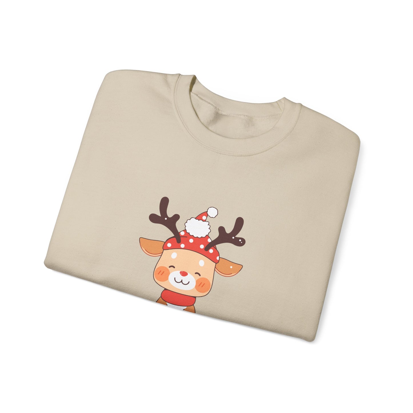 Unisex Heavy Blend Crewneck Sweatshirt Sitting Deer with Christmas 🎄🦌✨