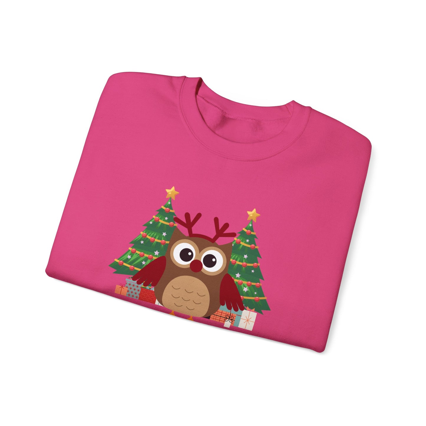 Unisex Heavy Blend Crewneck Sweatshirt Merry Christmas Owl with Antlers 🎄🦉✨