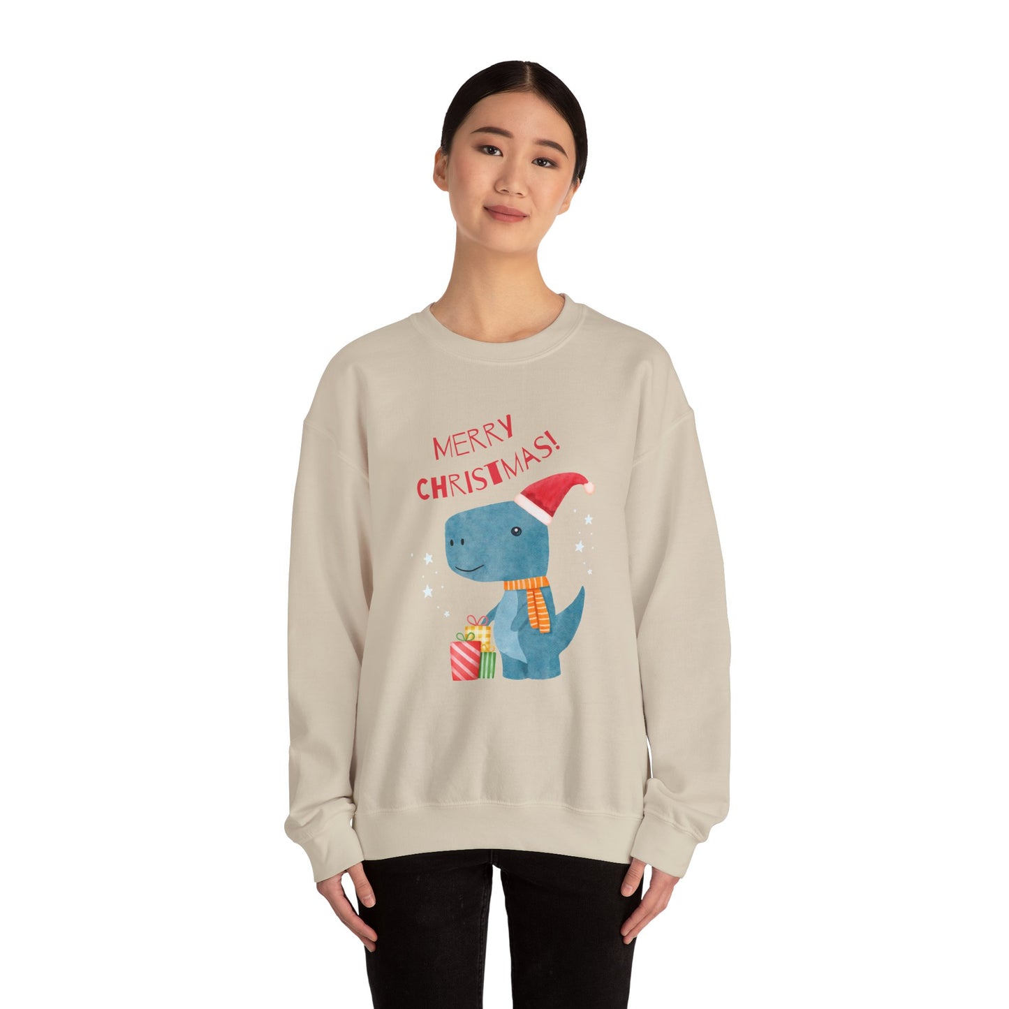 Unisex Heavy Blend Crewneck Sweatshirt Merry Christmas Dino 🎄🦖🎁