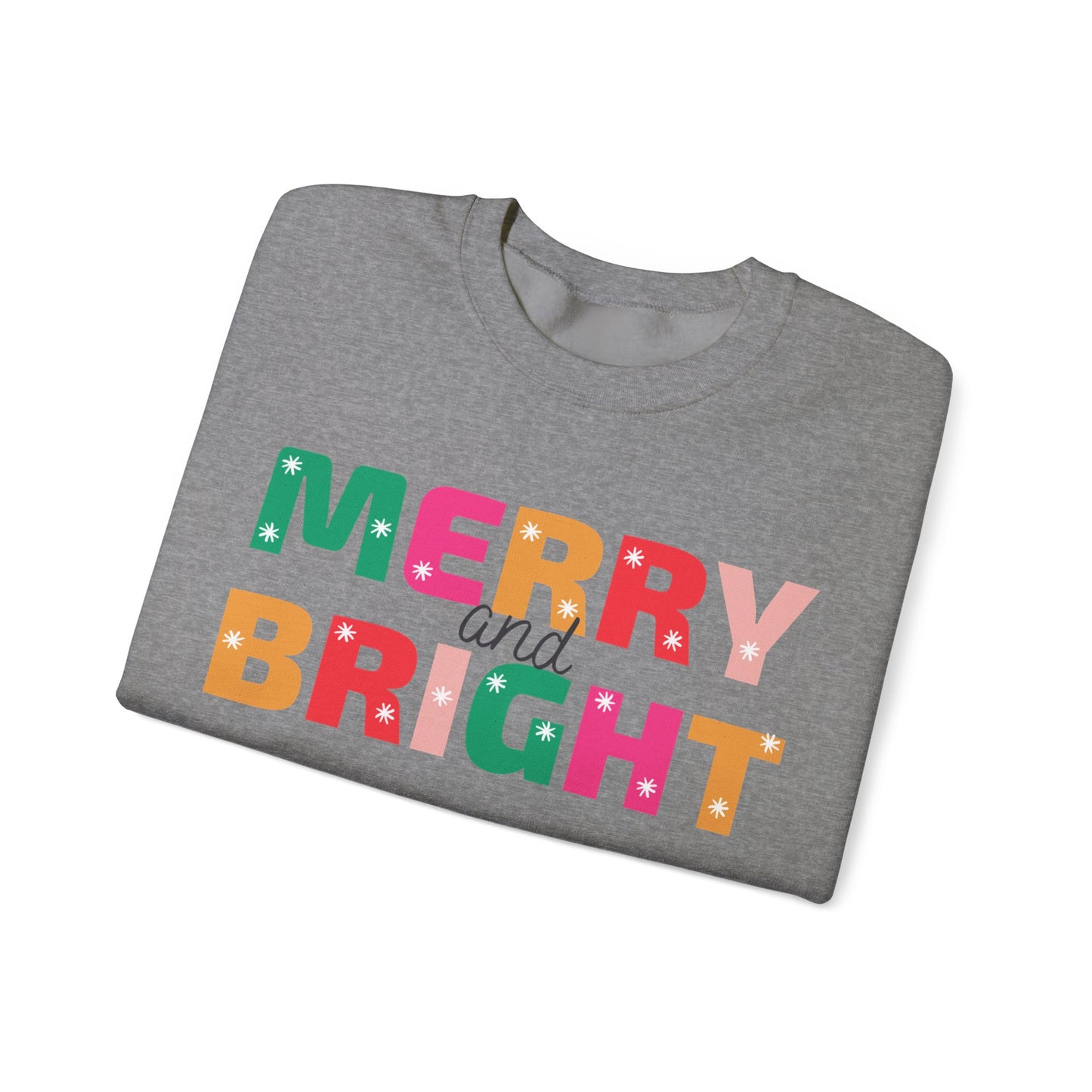 Unisex Heavy Blend Crewneck Sweatshirt Colorful Merry and Bright 🎄✨🌈