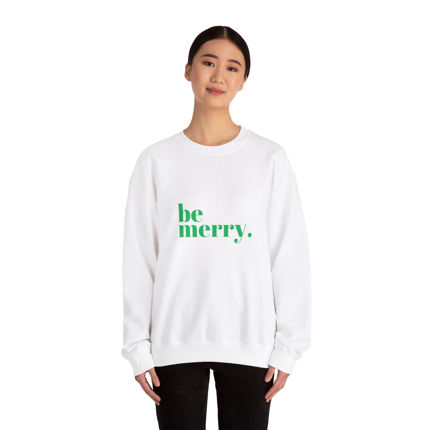 Unisex Heavy Blend Crewneck Sweatshirt Be Merry in Vibrant Green 🎉💚
