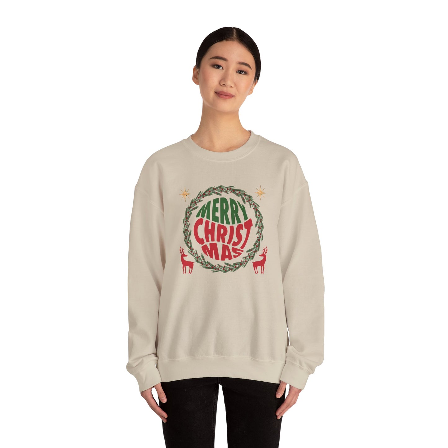 Unisex Heavy Blend Crewneck Sweatshirt Merry Christmas Wreath Design 🎄✨