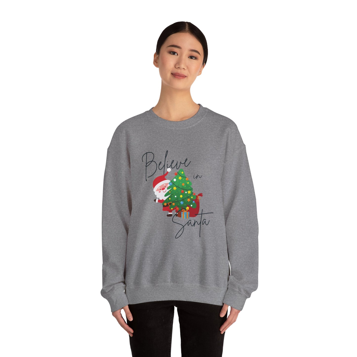 Unisex Heavy Blend Crewneck Sweatshirt Believe In Santa 🎅🎄✨