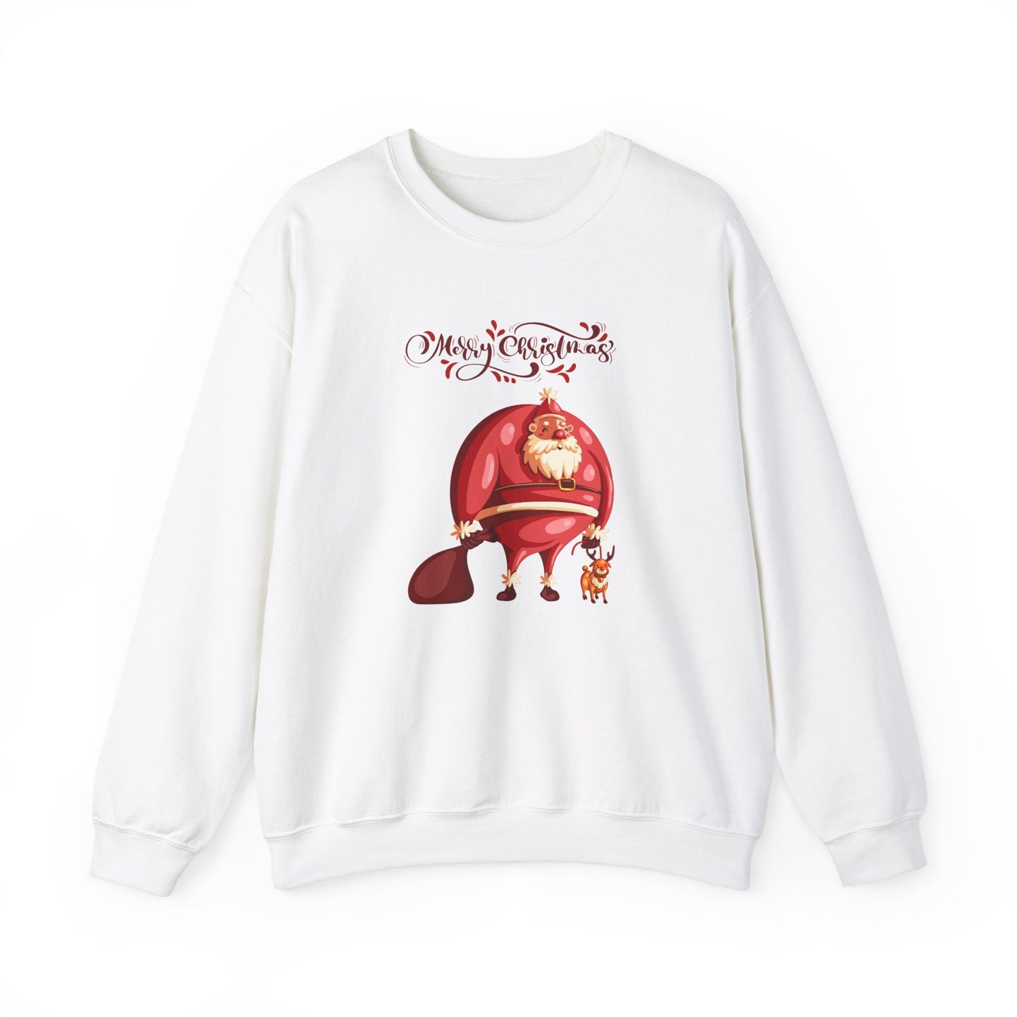 Unisex Heavy Blend Crewneck Sweatshirt Santa Walking Baby Reindeer 🎅🦌🎁