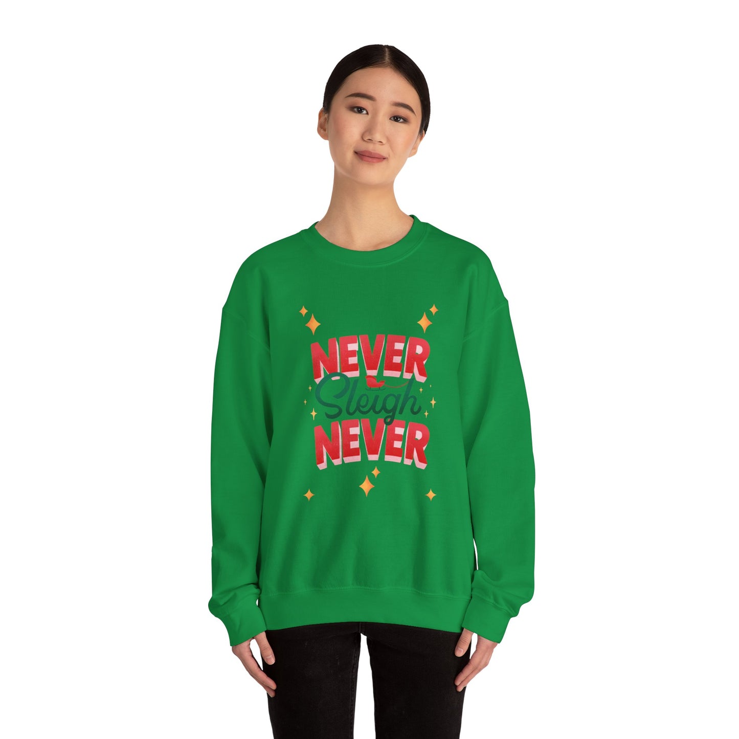 Unisex Heavy Blend Crewneck Sweatshirt Never Sleigh Never 🎄✨