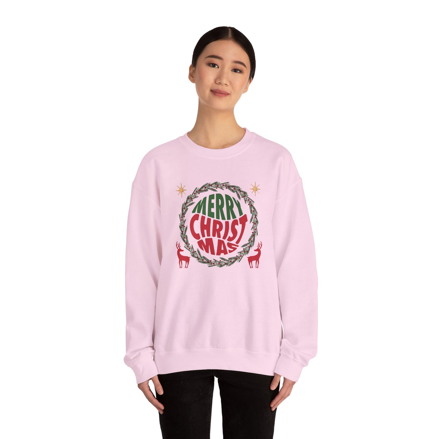 Unisex Heavy Blend Crewneck Sweatshirt Merry Christmas Wreath Design 🎄✨