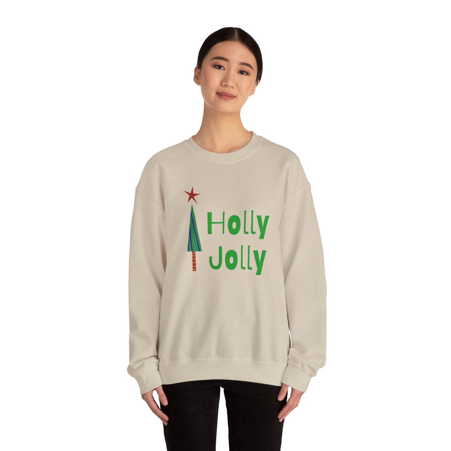 Unisex Heavy Blend Crewneck Sweatshirt Holly Jolly Christmas Tree 🎄✨