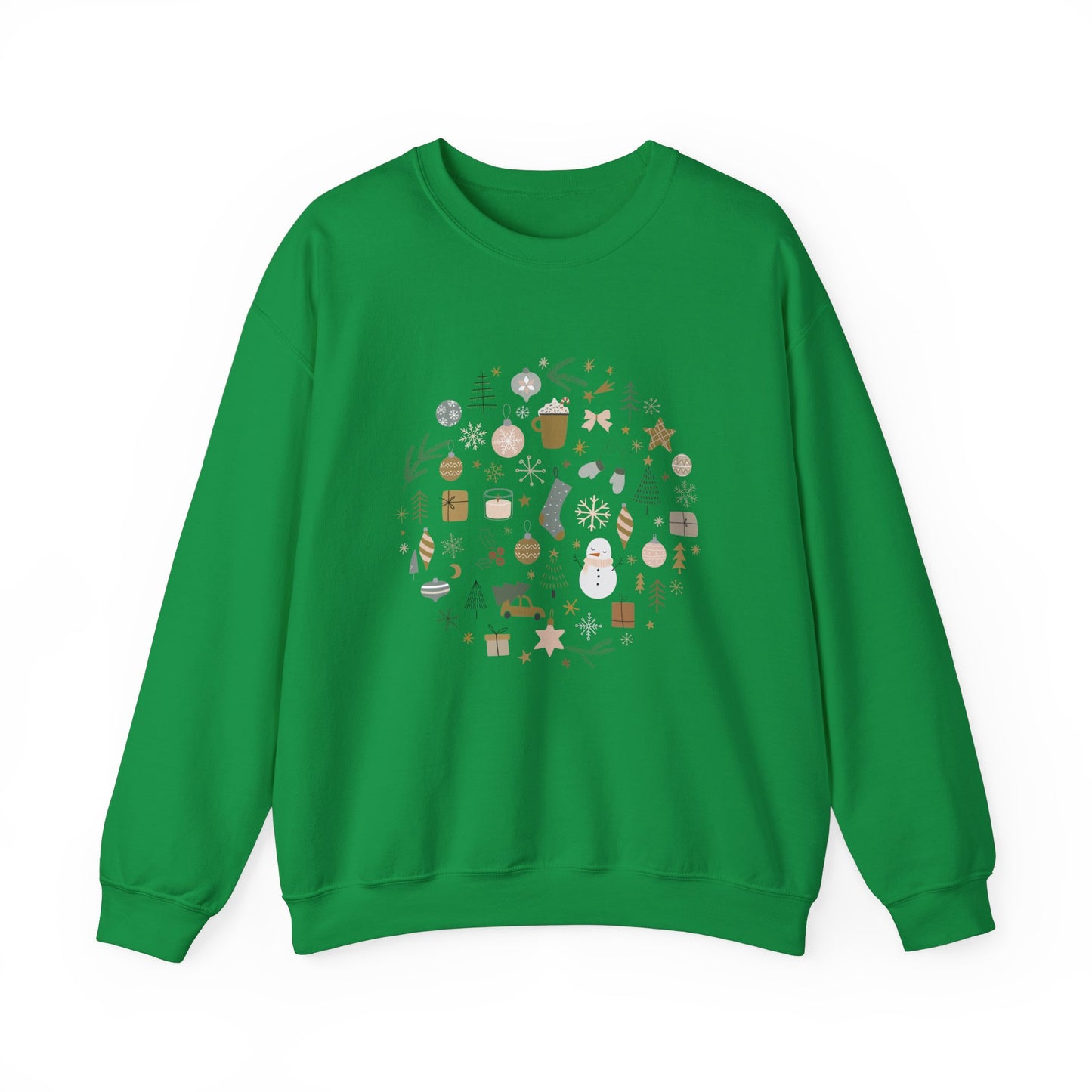 Unisex Heavy Blend Crewneck Sweatshirt Festive Holiday Round Collage 🎄☃️❄️