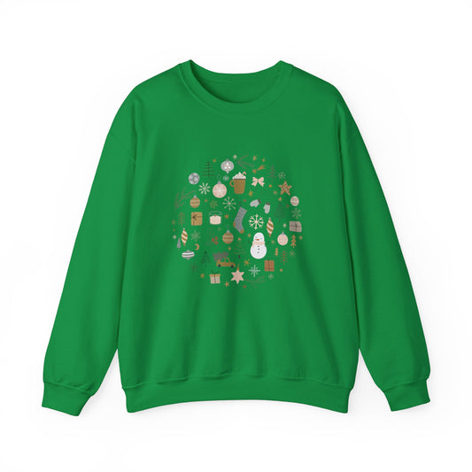 Unisex Heavy Blend Crewneck Sweatshirt Festive Holiday Round Collage 🎄☃️❄️