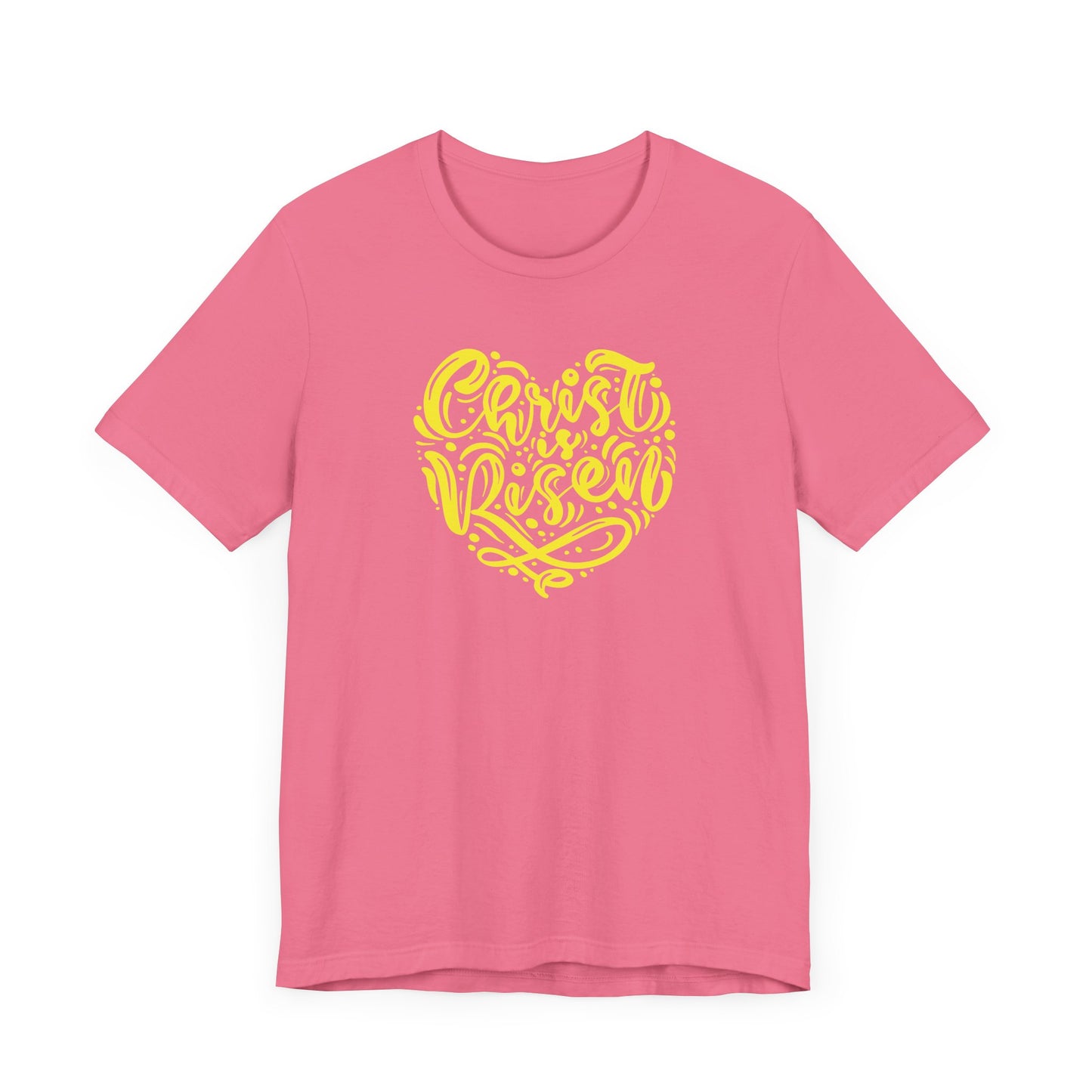 Christ is Risen Heart Shaped Yellow Print Unisex Jersey Short Sleeve Tee