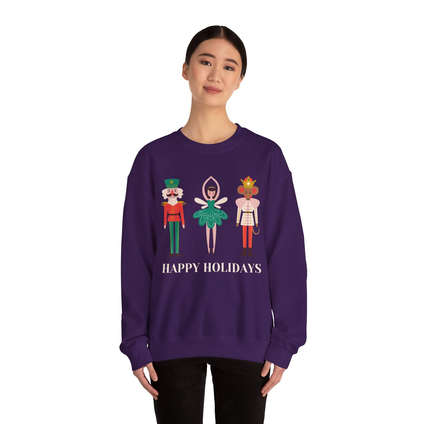 Unisex Heavy Blend Crewneck Sweatshirt Happy Holidays Nutcracker 🎄✨