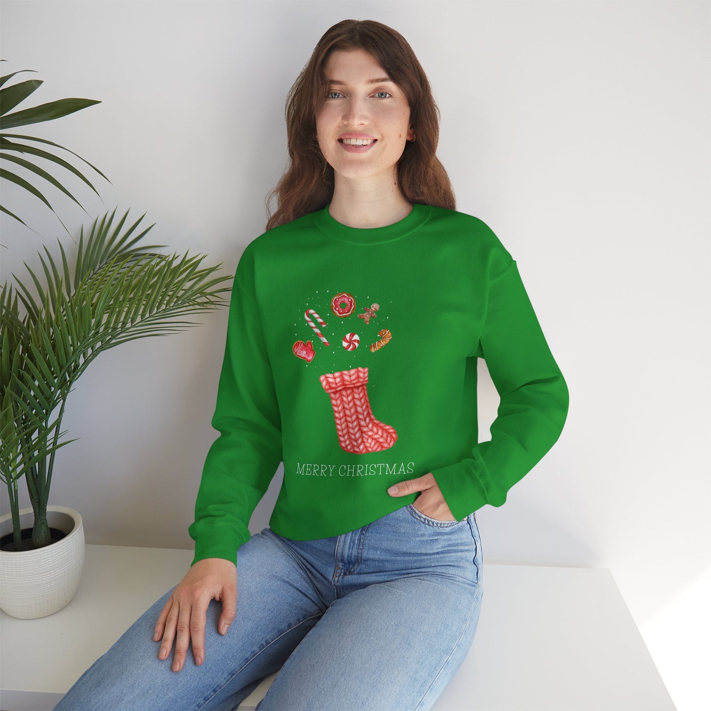 Cozy Christmas Sock 🎄🧦🍩 Unisex Heavy Blend Crewneck Sweatshirt