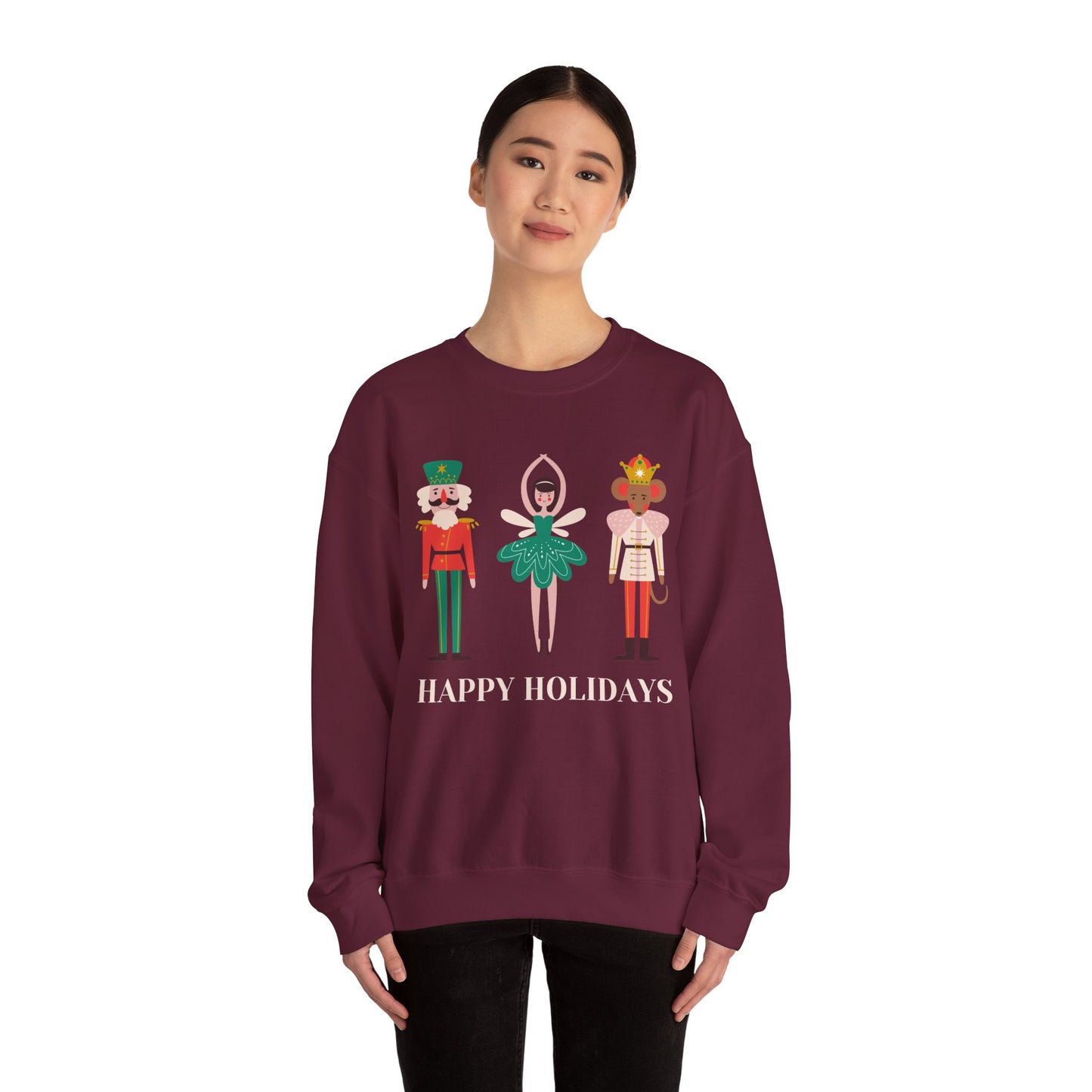 Unisex Heavy Blend Crewneck Sweatshirt Happy Holidays Nutcracker 🎄✨