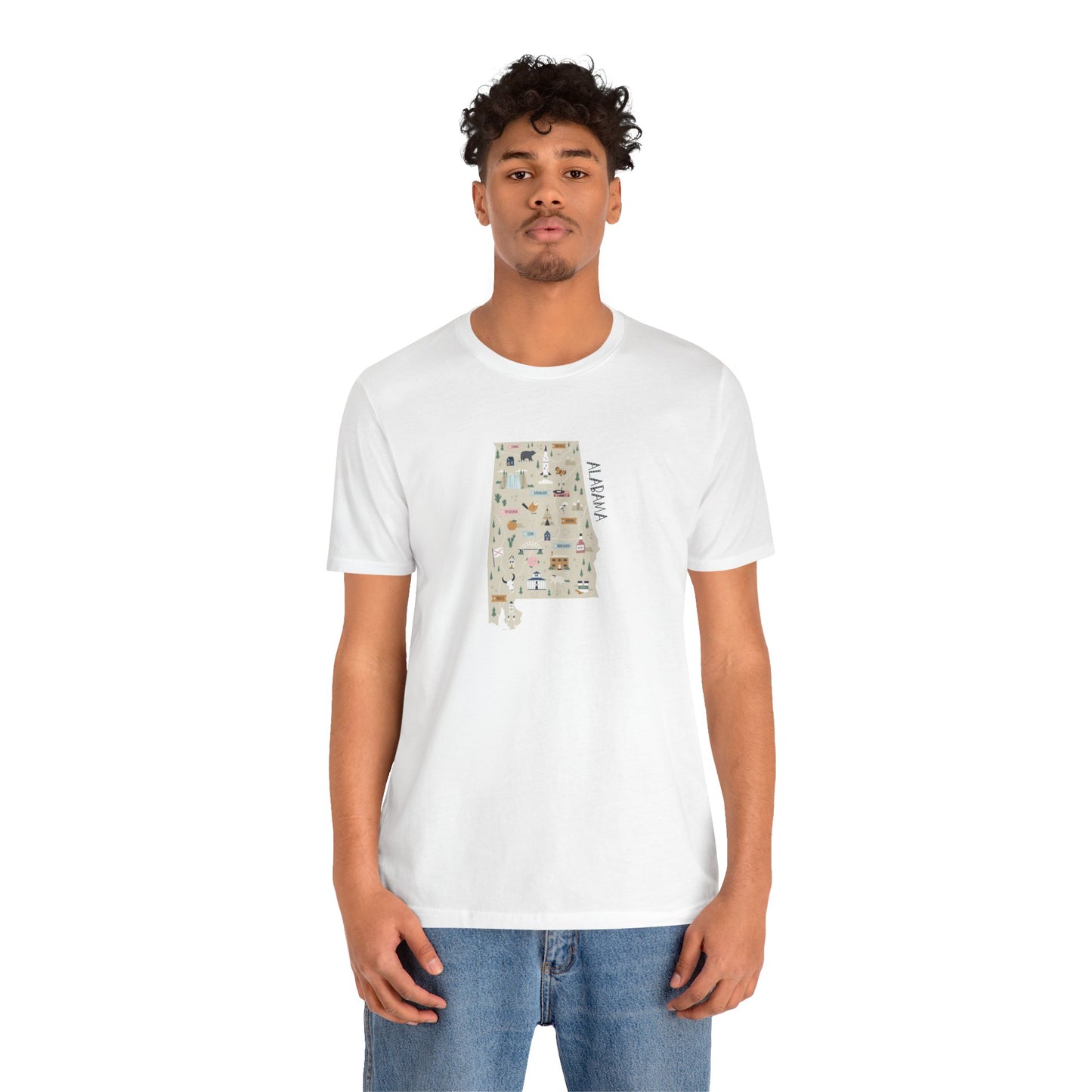 Alabama Map Unisex Jersey Short Sleeve Tee