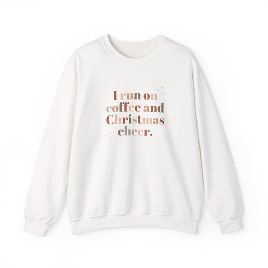 I Run on Coffee and Christmas Cheer ☕🎄✨ Unisex Heavy Blend Crewneck Sweatshirt