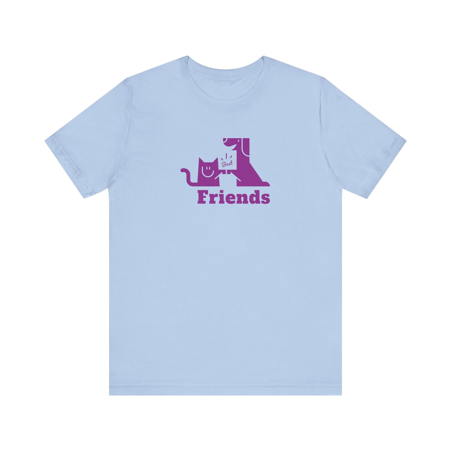 Cat & Dog Hi-5 Each Other Best Friends Purple Print Unisex Jersey Short Sleeve Tee
