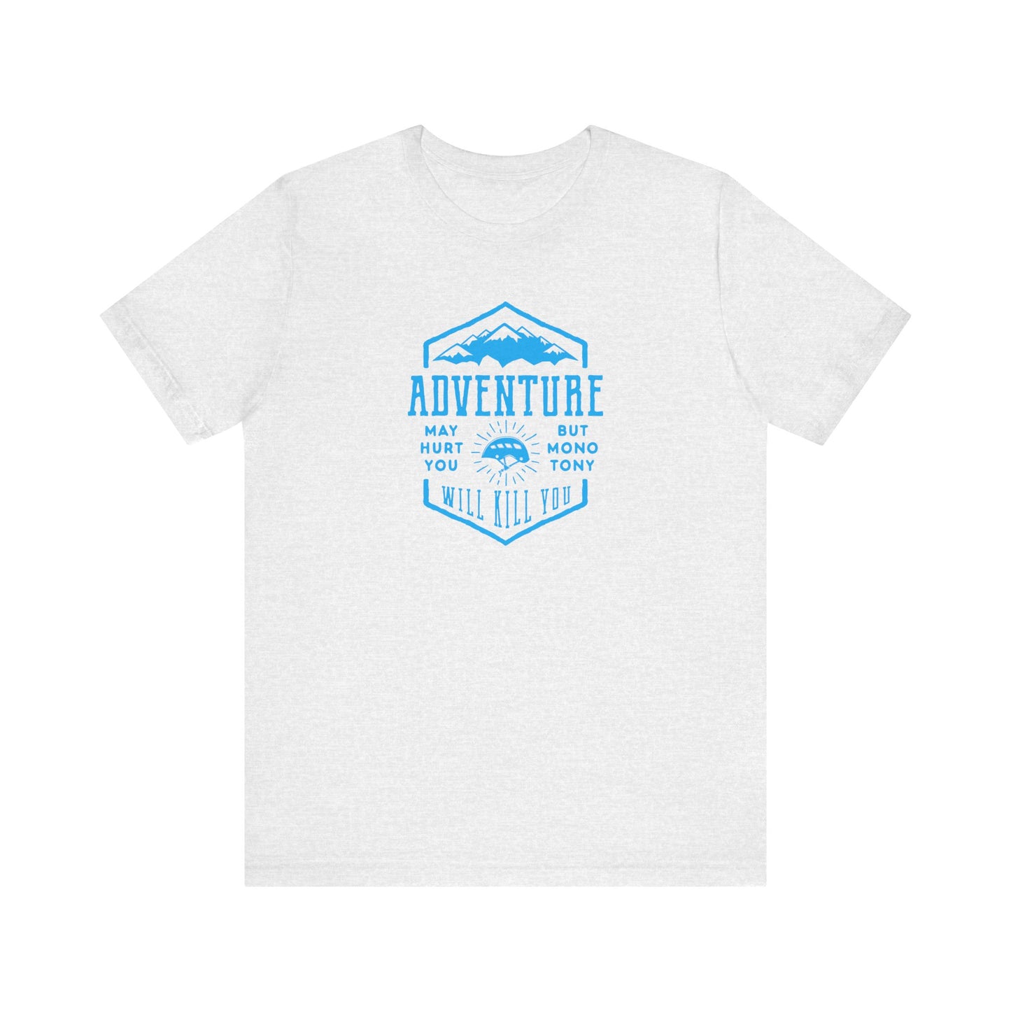 Unisex Jersey Short Sleeve Tee "Adventure" Blue Print