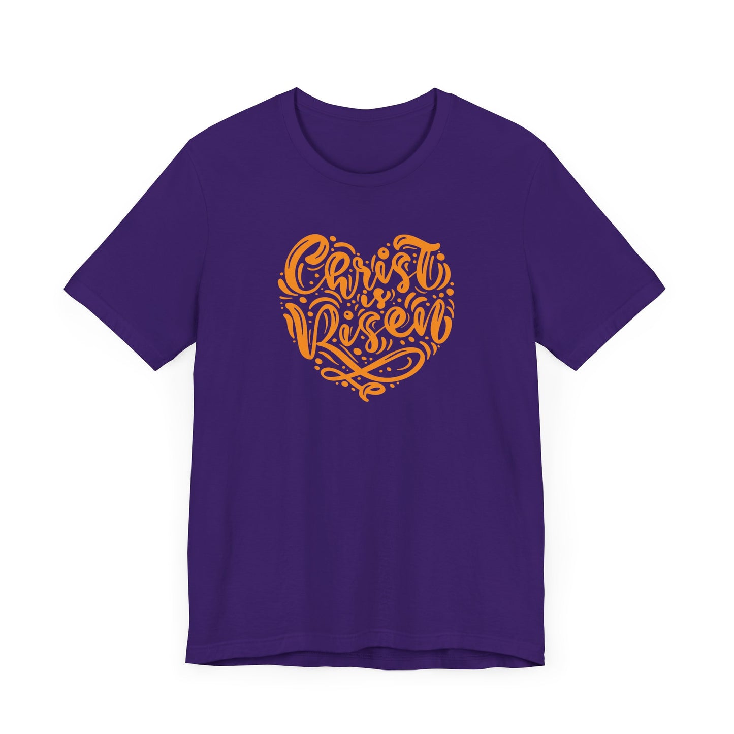 Christ is Risen Heart Shaped Orange Print Unisex Jersey Short Sleeve Tee