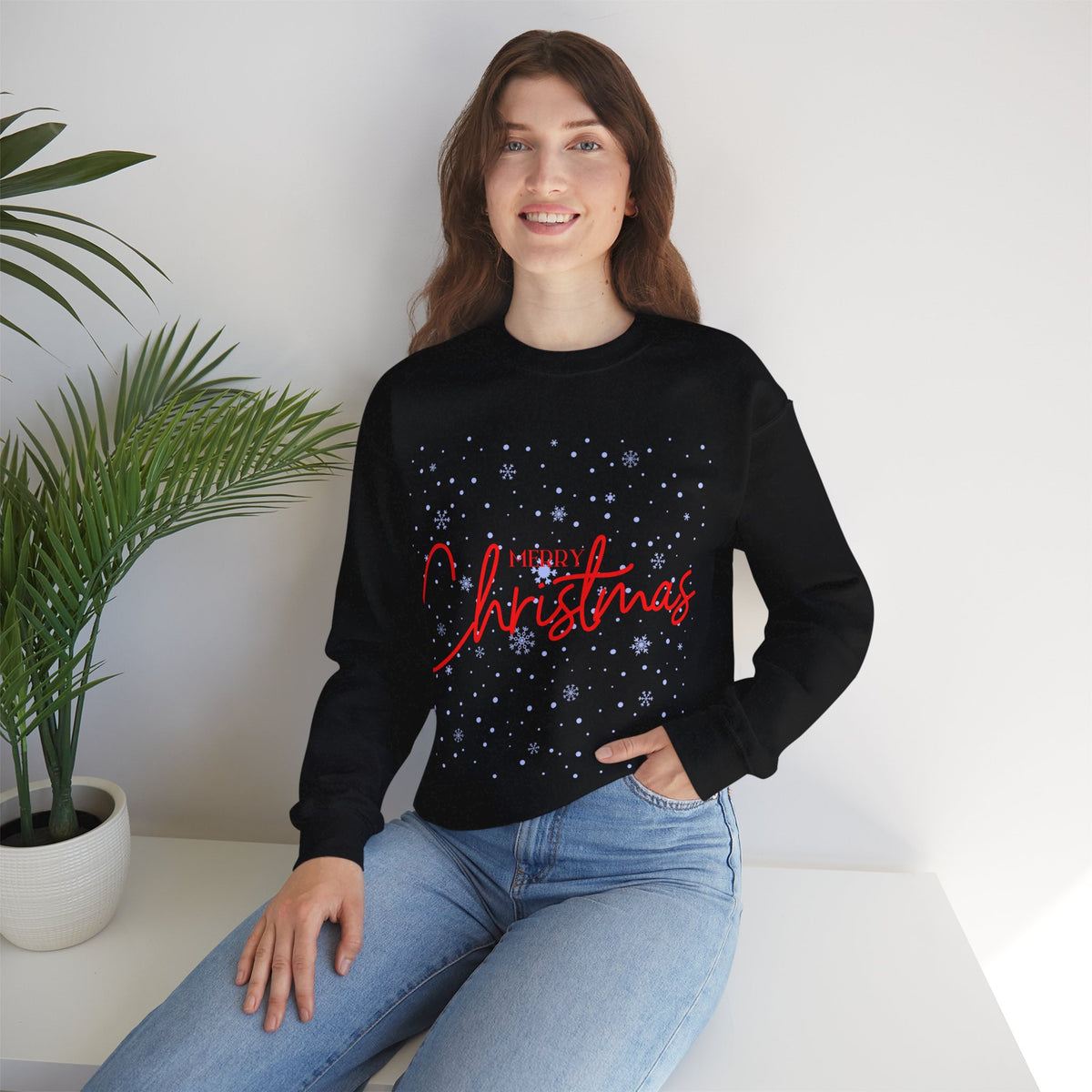 Merry Christmas Snowflakes ❄️🎄✨ Unisex Heavy Blend Crewneck Sweatshirt