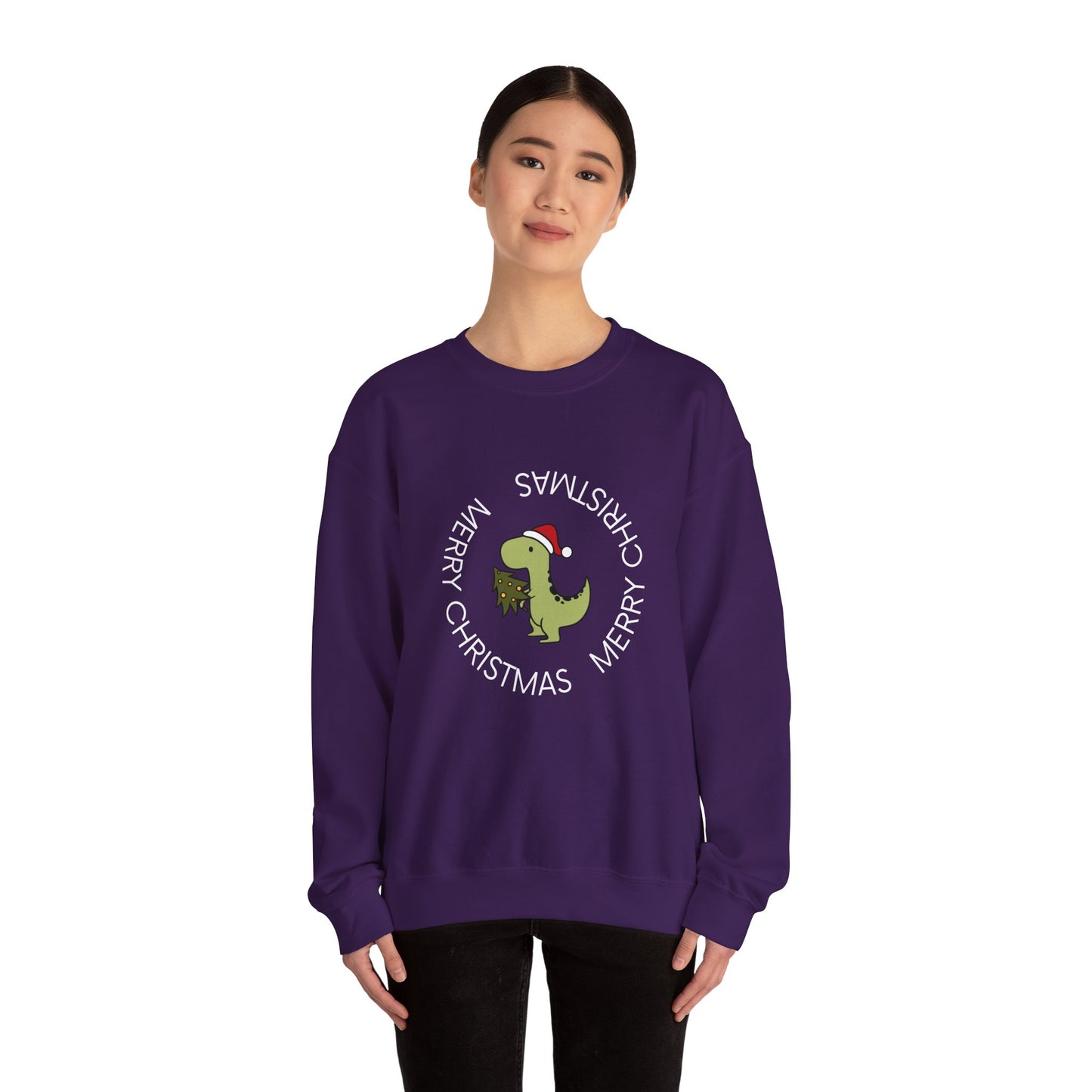 Dino-Merry Christmas 🎄🦖🎅 Unisex Heavy Blend Crewneck Sweatshirt