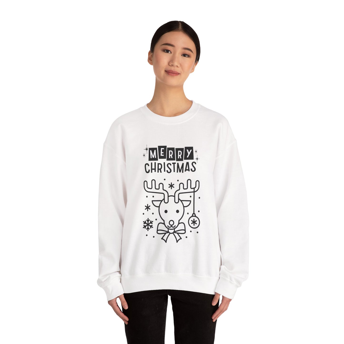 Merry Christmas Reindeer 🎄🦌✨ Unisex Heavy Blend Crewneck Sweatshirt