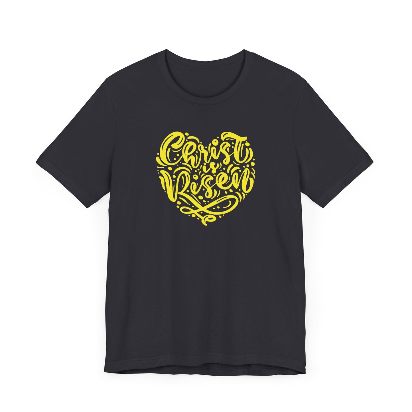 Christ is Risen Heart Shaped Yellow Print Unisex Jersey Short Sleeve Tee