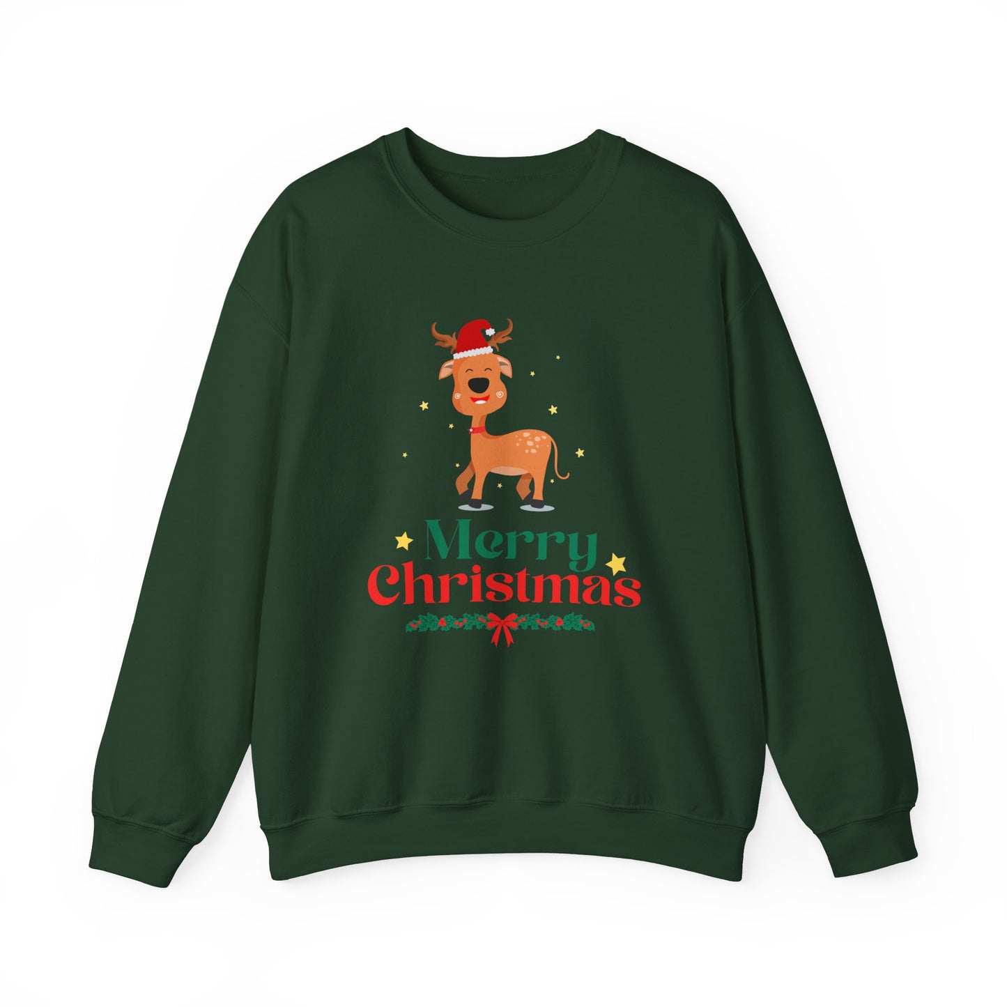 Merry Christmas Reindeer 🎄🦌✨ Unisex Heavy Blend Crewneck Sweatshirt