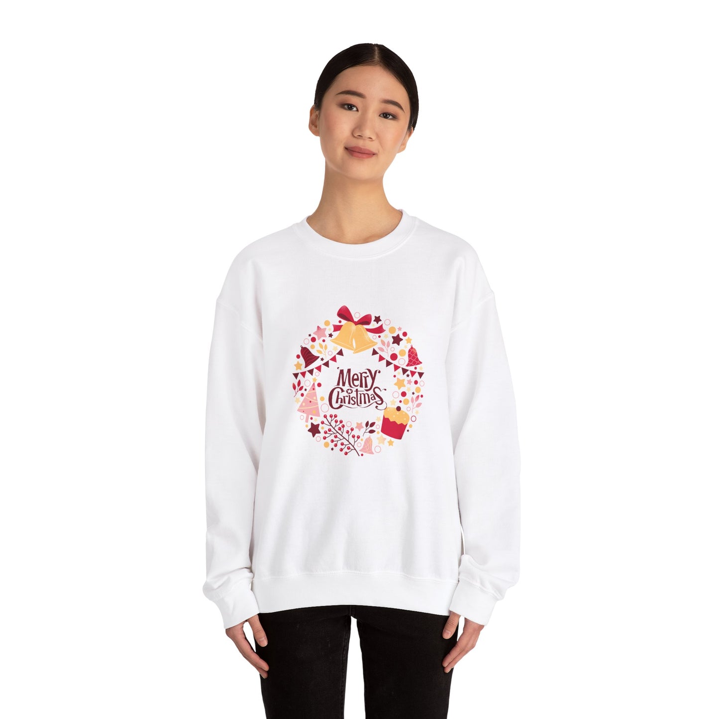 Unisex Heavy Blend Crewneck Sweatshirt Merry Christmas Wreath 🎄✨