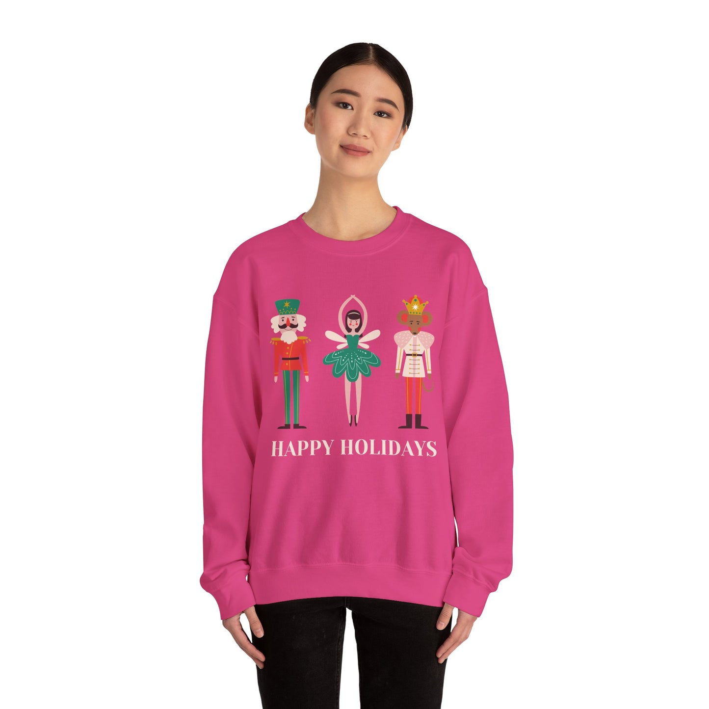Unisex Heavy Blend Crewneck Sweatshirt Happy Holidays Nutcracker 🎄✨