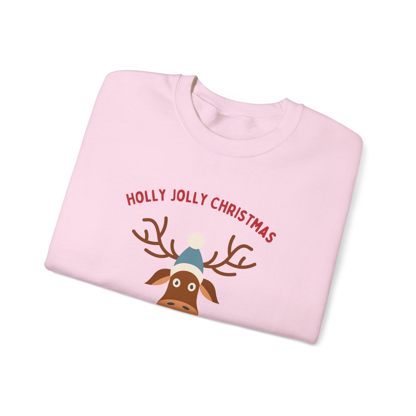 Unisex Heavy Blend Crewneck Sweatshirt Holly Jolly Christmas Reindeer 🎄🦌🎁